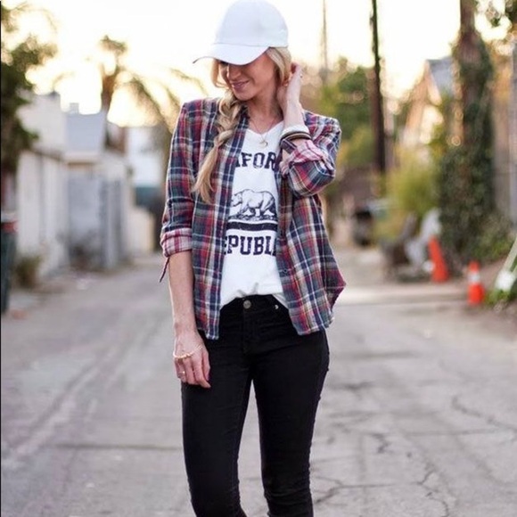 AE💕 Plaid Button Down Flannel Shirt Cowgirl Top - Picture 4 of 9